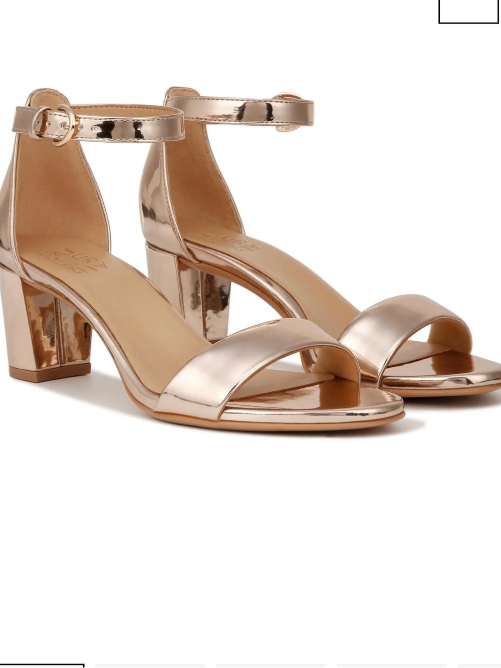 Naturalizer Rose Gold Ankle-Strap Block Heel Sandals